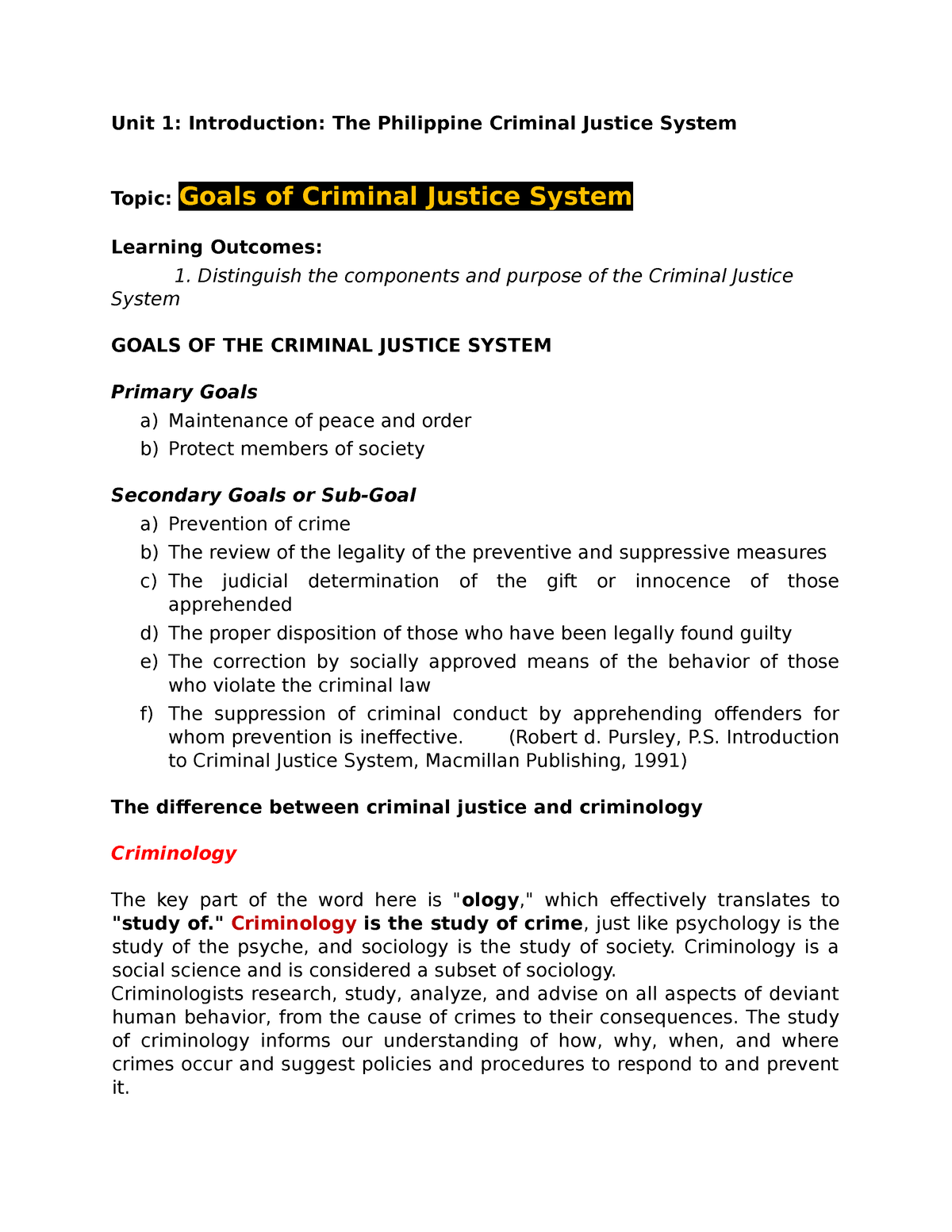 essay about criminal justice system in philippines