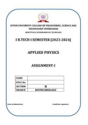 physics assignment btech 1st year