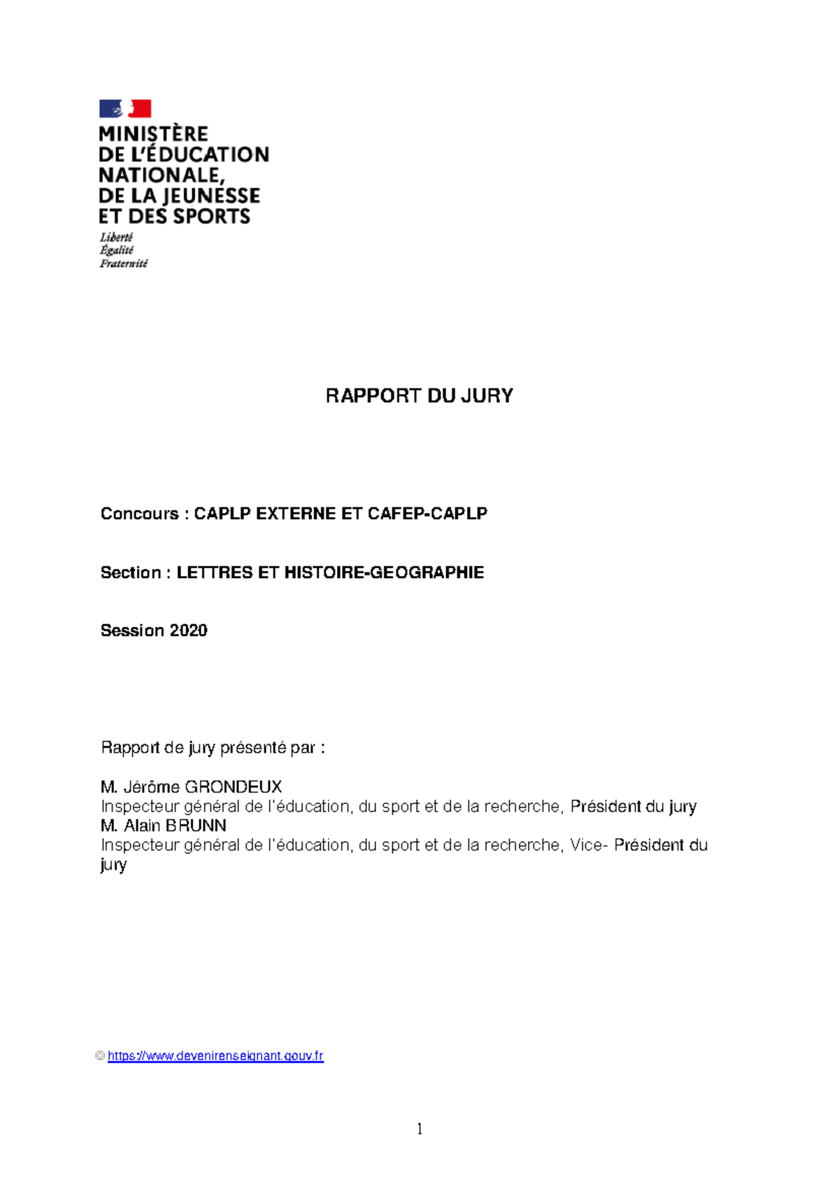 Caplp Externe Section Lettres Histoire Et G Ographie Rapport Du Jury De