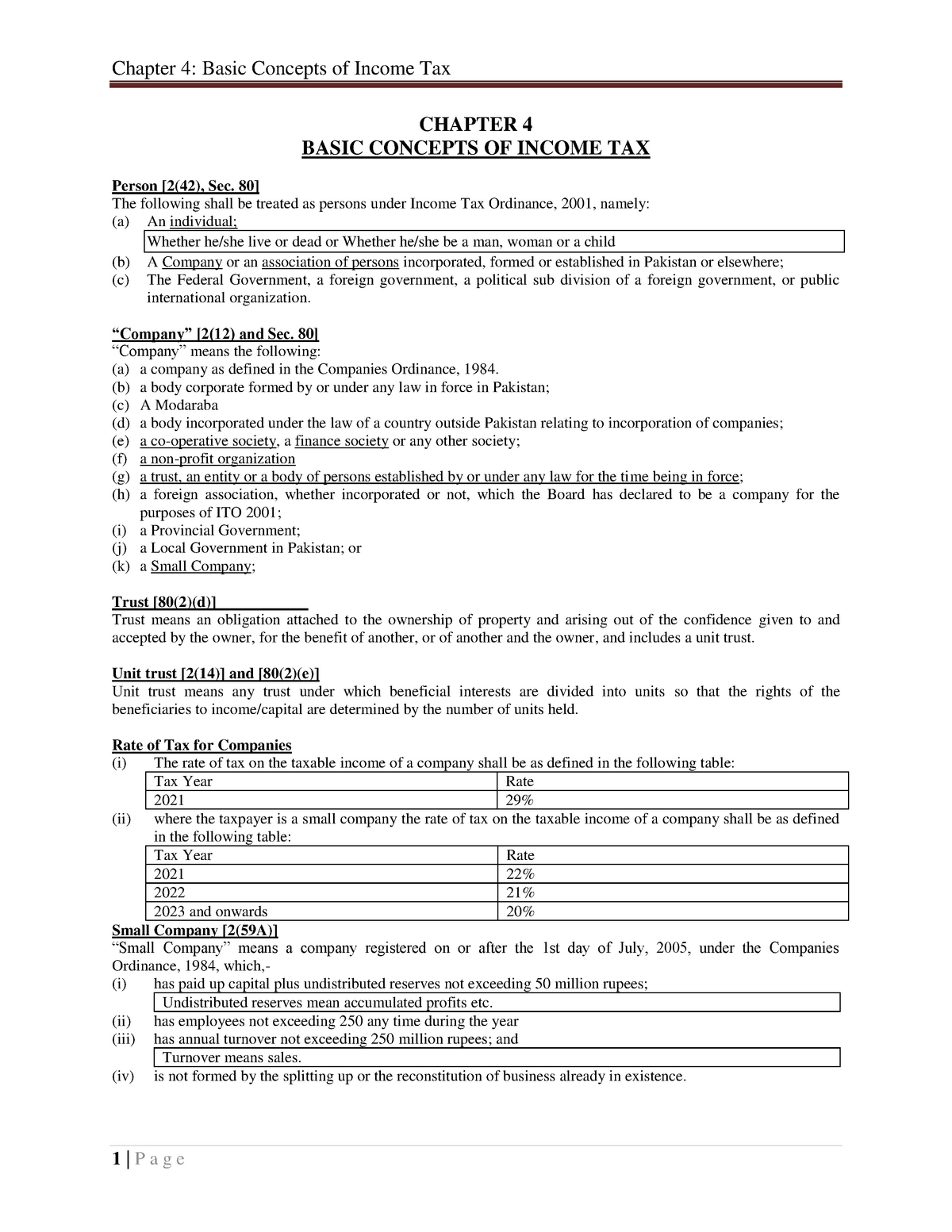 Lecture2 (Chapter 4 Complete) CHAPTER 4 BASIC CONCEPTS OF TAX