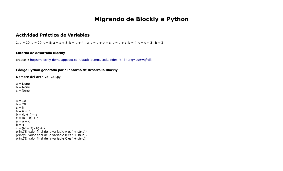 Migrando de Blockly a Python - Migrando de Blockly a Python Actividad ...