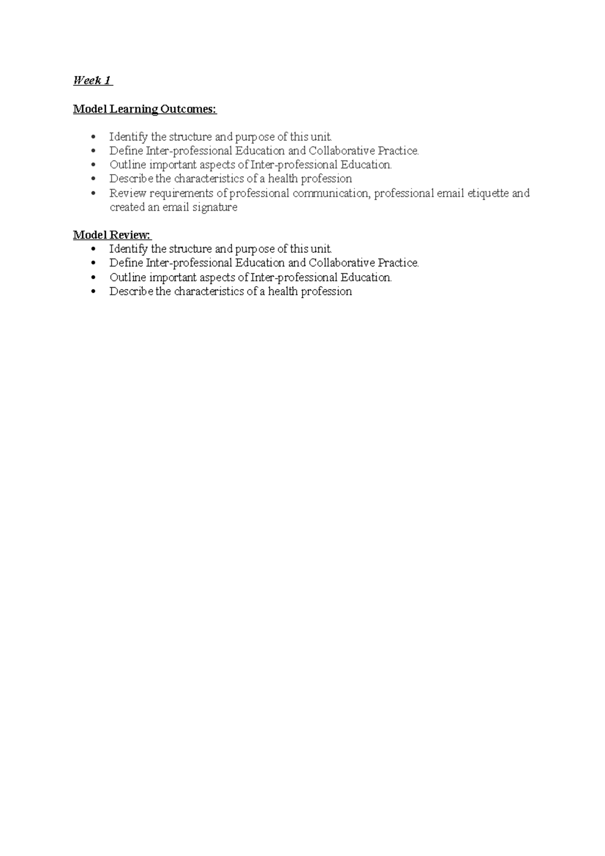 HLTH1013 - Week 1 - Lecture/Tutorial notes - Week 1 Model Learning ...