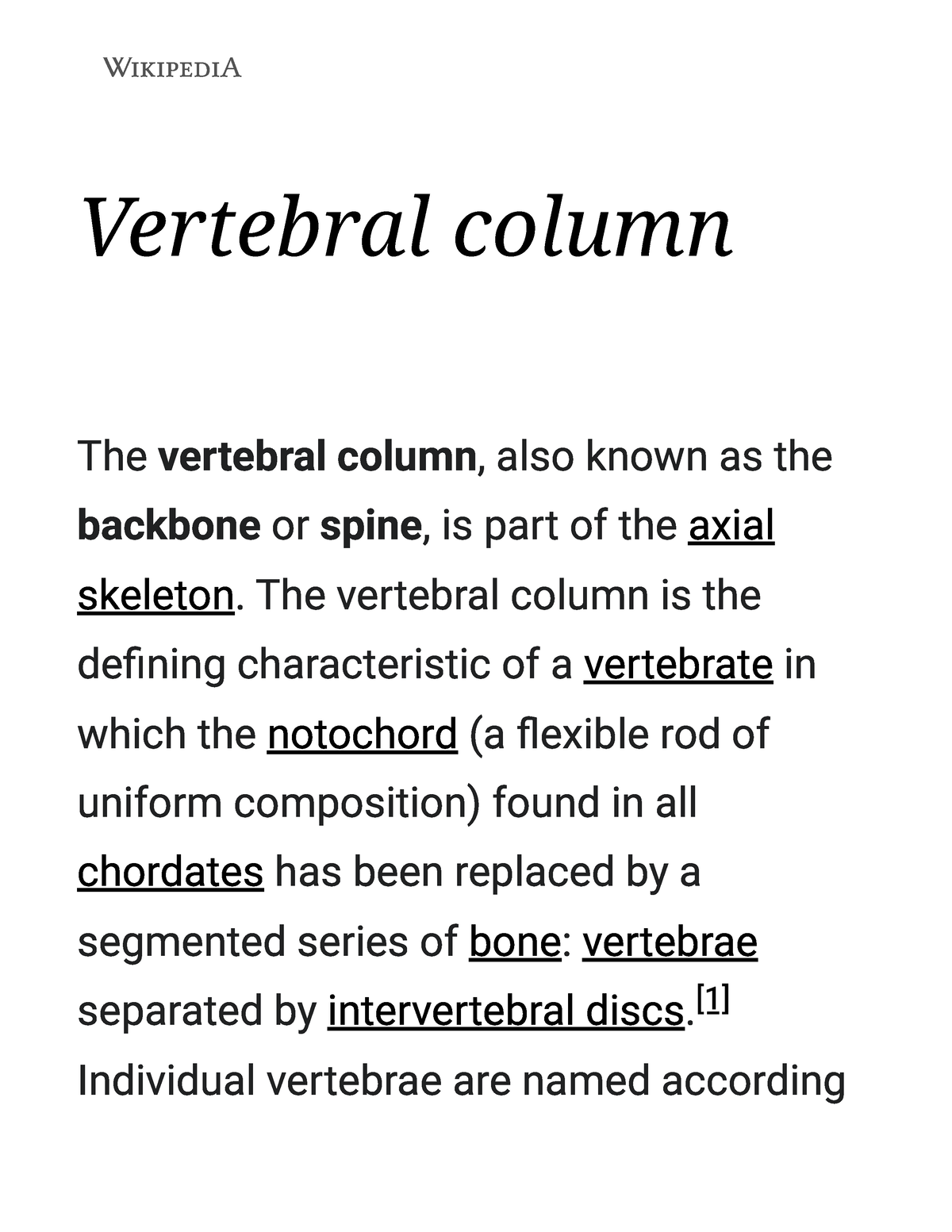 Vertebral column - Wikipedia