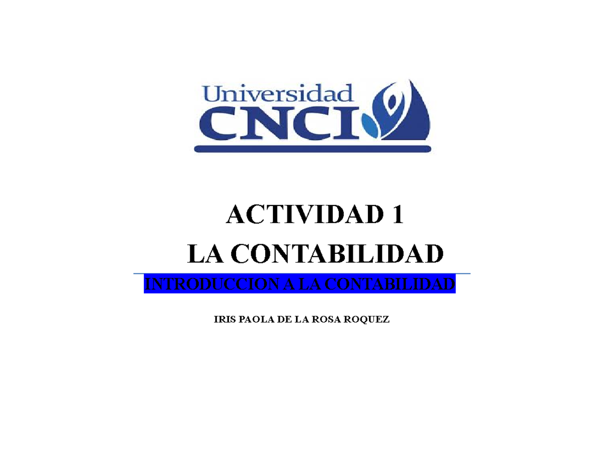 IRIS DE LA ROSA A1 - actividad 1 - ACTIVIDAD 1 LA CONTABILIDAD ...