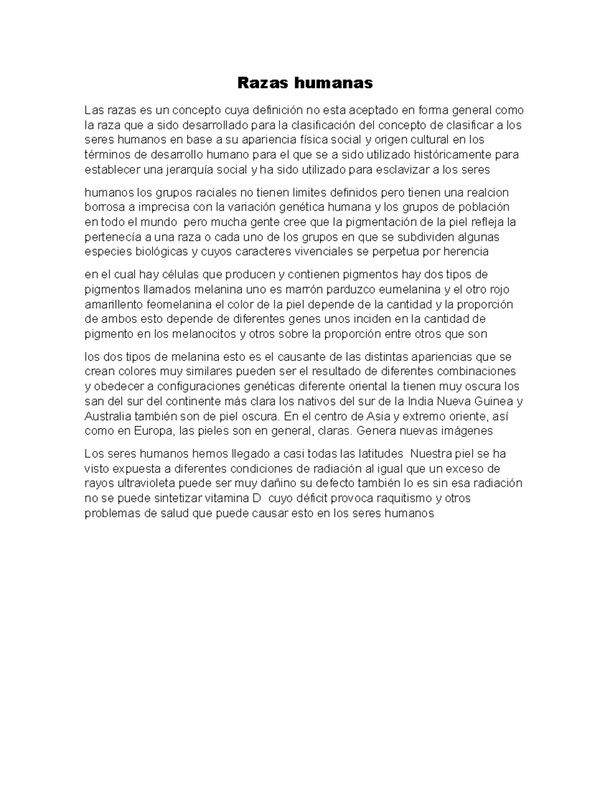 Investiga de las razas humanas - Razas humanas Las razas es un concepto ...