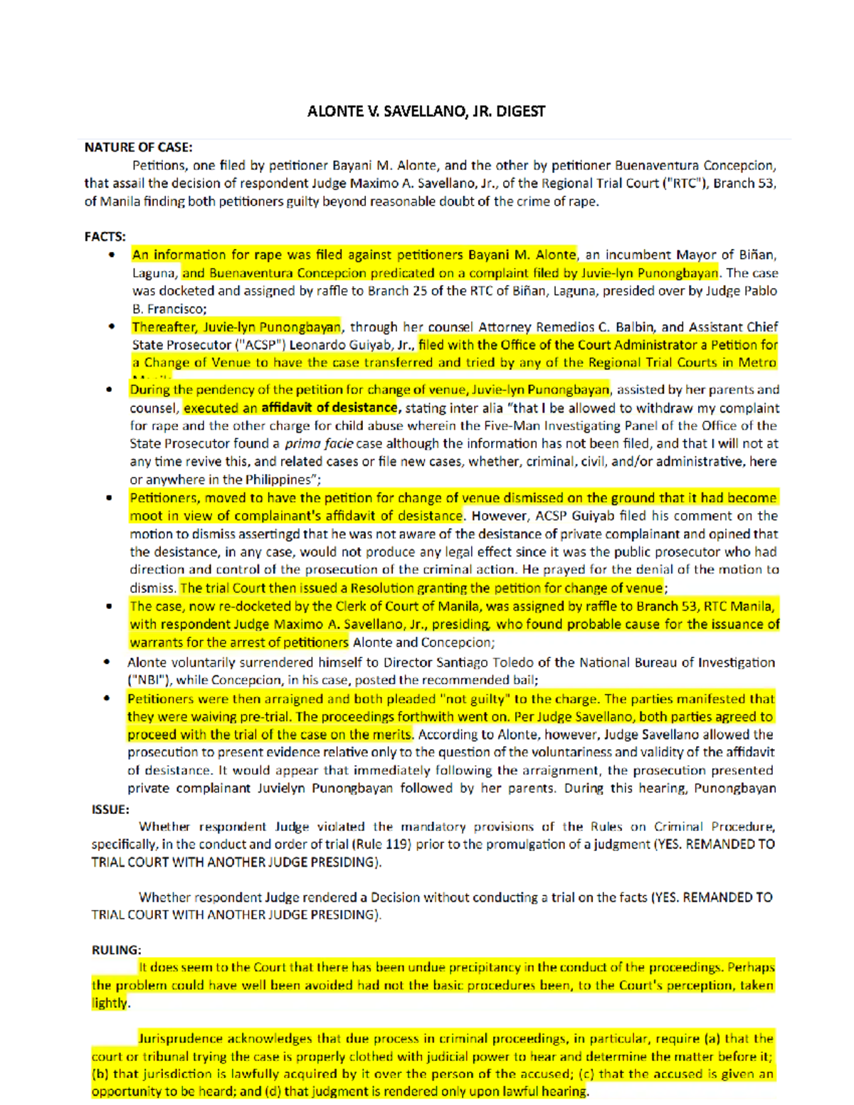 Alonte v savellano digest - Remedial Law - ALONTE V. SAVELLANO, JR ...