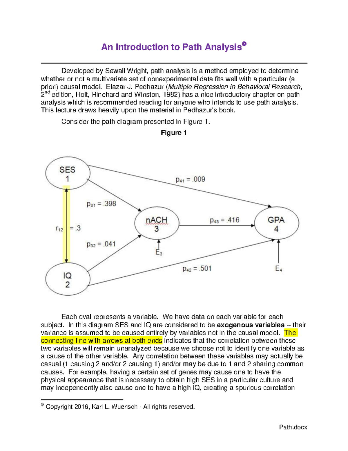 An Introduction to Path Analysis - An Introduction to Path Developed ...