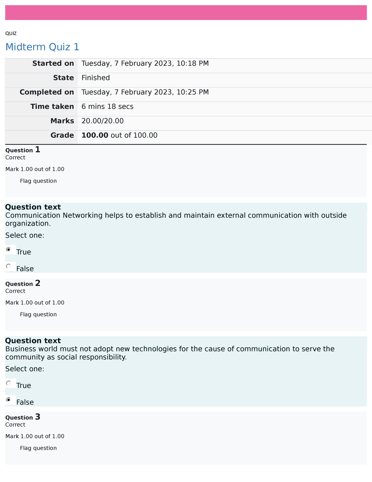 1st Midterm 1st Attempt Business Communication - QUIZ Midterm Quiz 1 ...