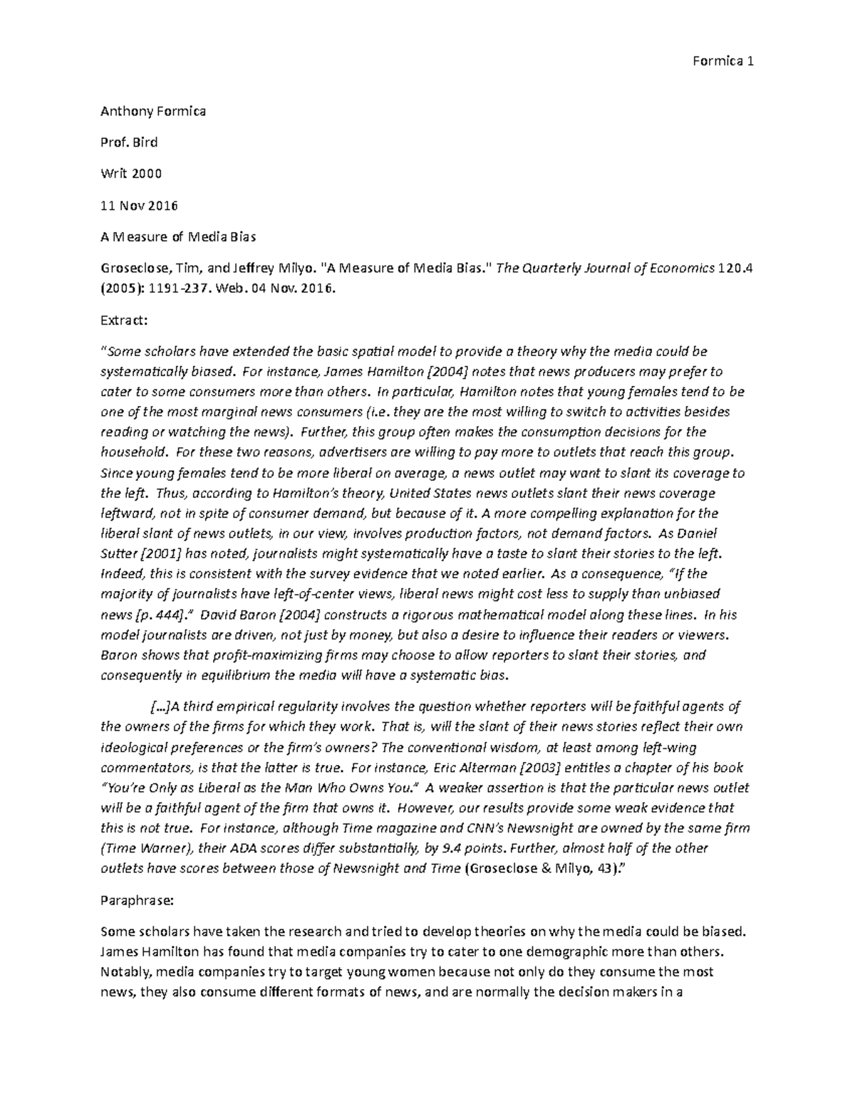 Annotated Commentary 4 - Formica 1 Anthony Formica Prof. Bird Writ 2000 ...