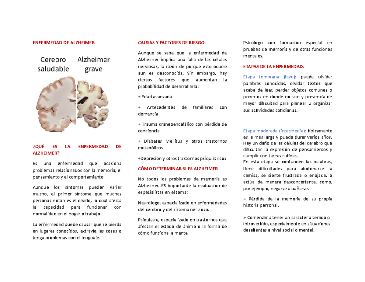 Enfermedad DE Alzheimer - ENFERMEDAD DE ALZHEIMER ¿QUÉ ES LA ENFERMEDAD