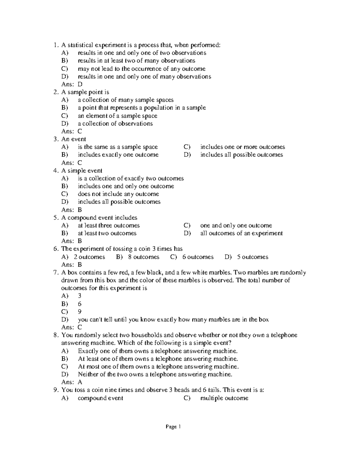 Test Bank ch04 Dr.Lobna Farid.pdfc - A statistical experiment is a ...