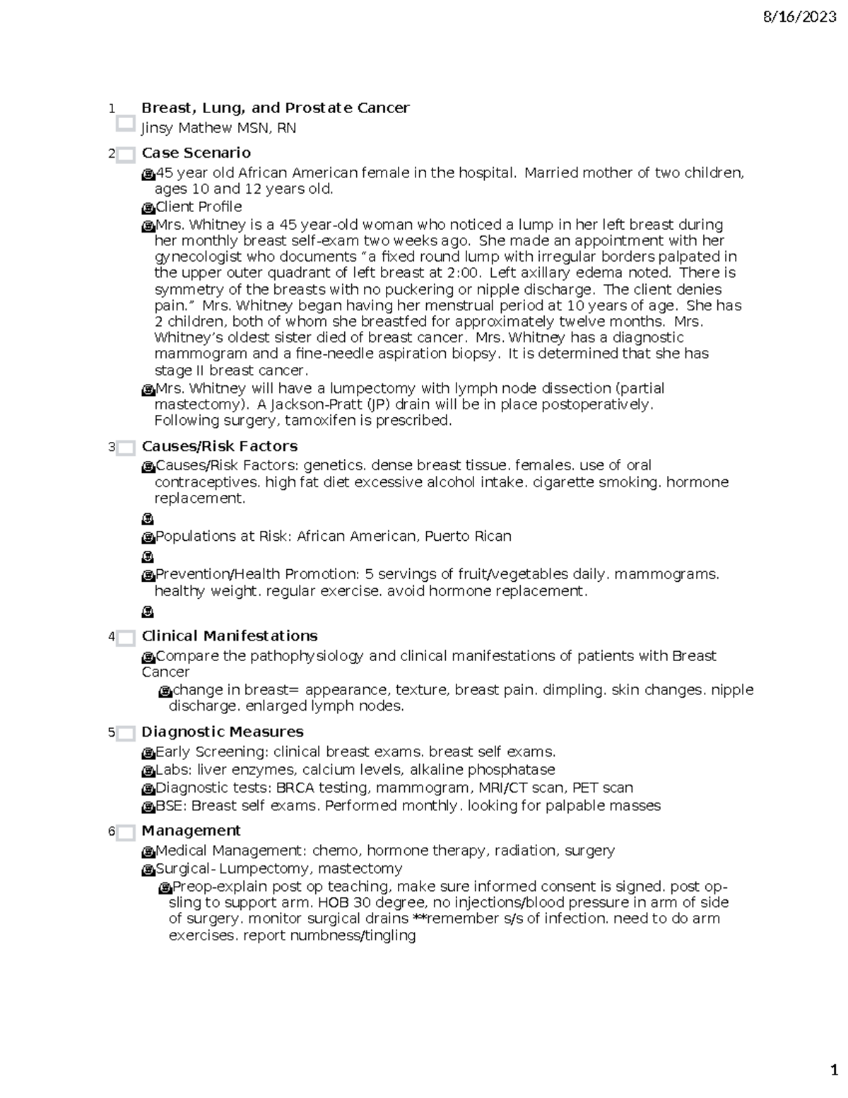 Breast, Lung, and Prostate Cancer-with notes - 1 Breast, Lung, and ...