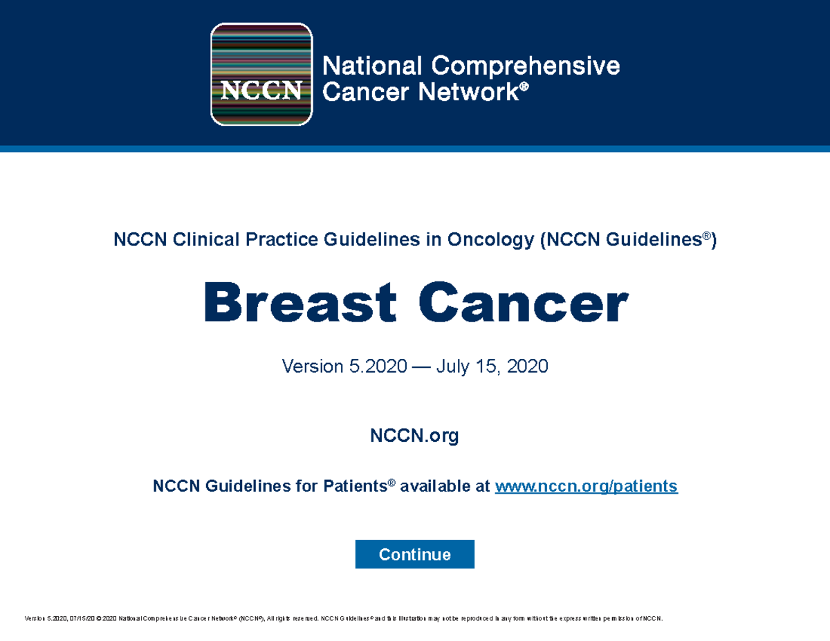 Breast - NCCN Clinical Practice Guidelines In Oncology (NCCN Guidelines ...