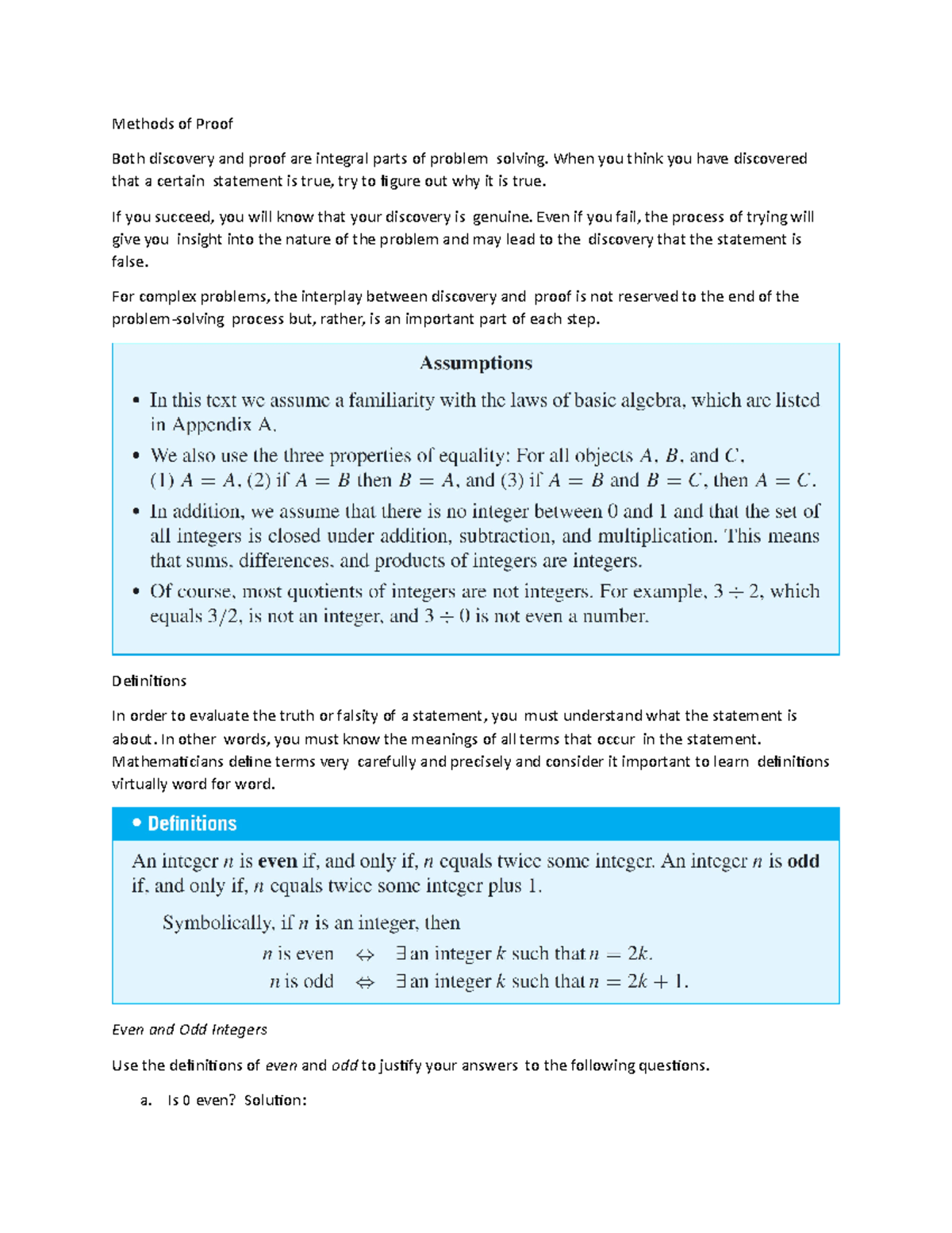 Methods of proof - Methods of Proof Both discovery and proof are ...