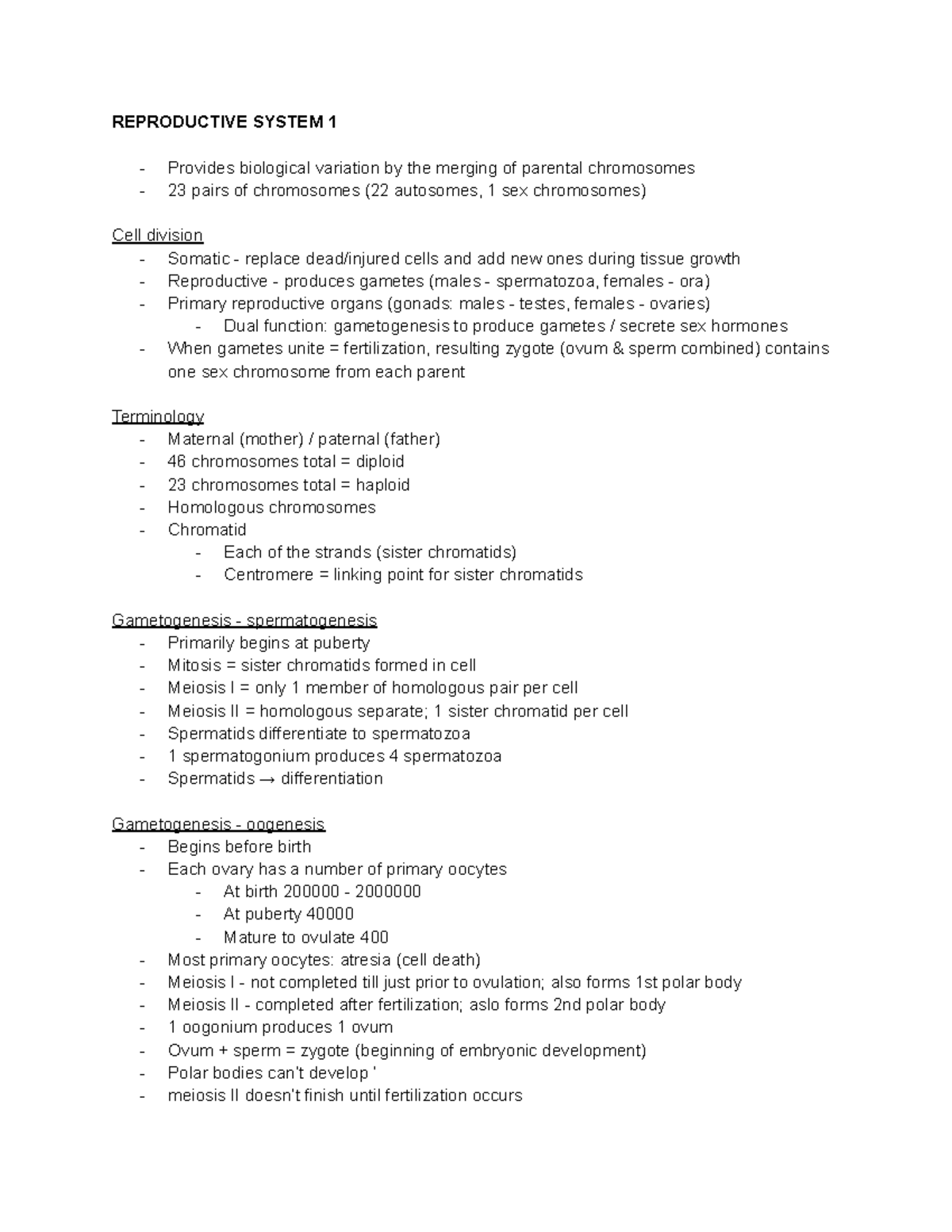 KIN 132 - Reproductive & Immune system - REPRODUCTIVE SYSTEM 1 Provides ...