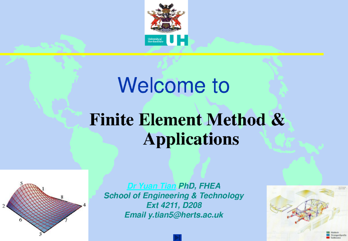FEA1 Introduction To FEA - Finite Element Method & Applications Dr Yuan ...