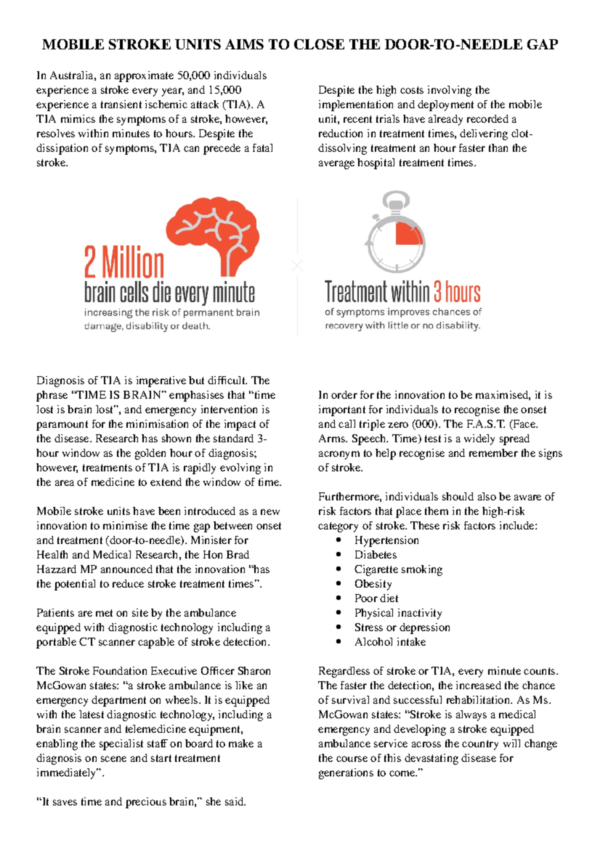 Media Release - MOBILE STROKE UNITS AIMS TO CLOSE THE DOOR-TO-NEEDLE ...