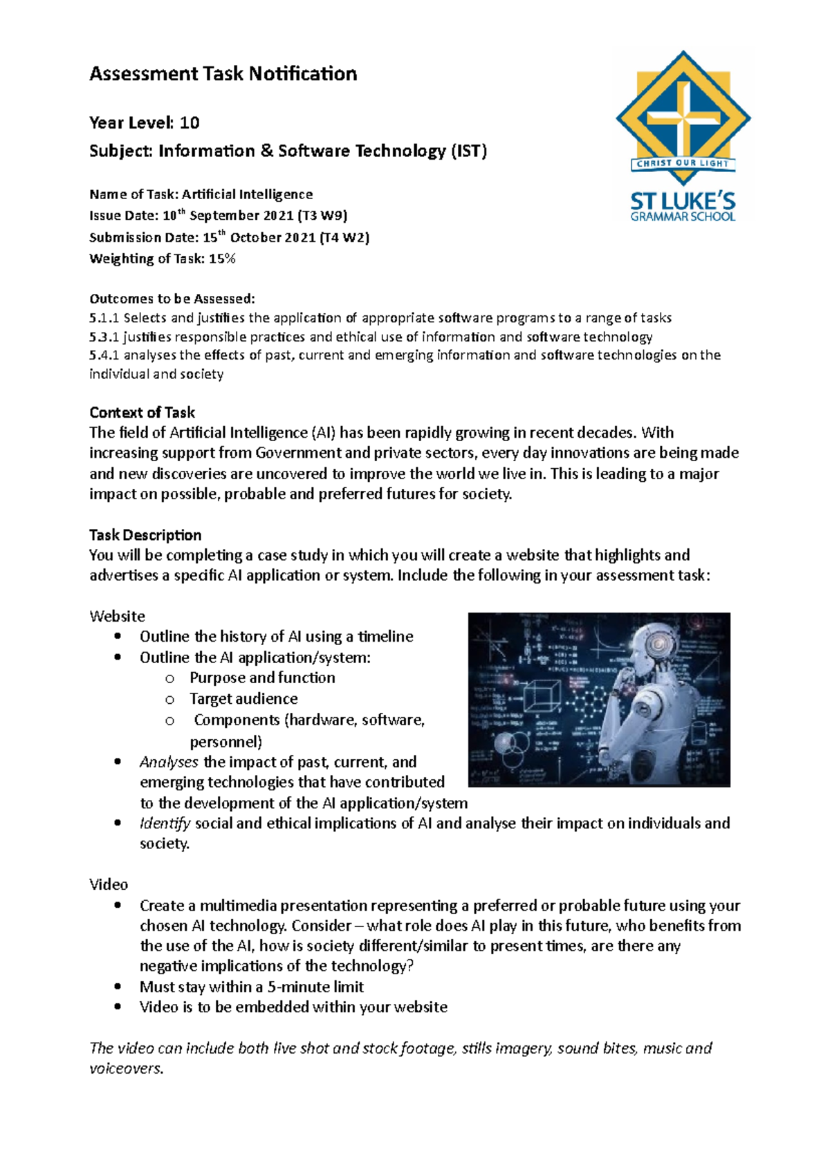 2021 10IST Task 3 - Artificial Intelligence Final - Assessment Task ...