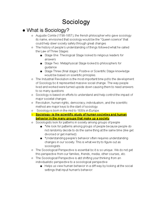 SOC 100 Exam 1 Study Guide - 1. Having The Sociological Imagination ...