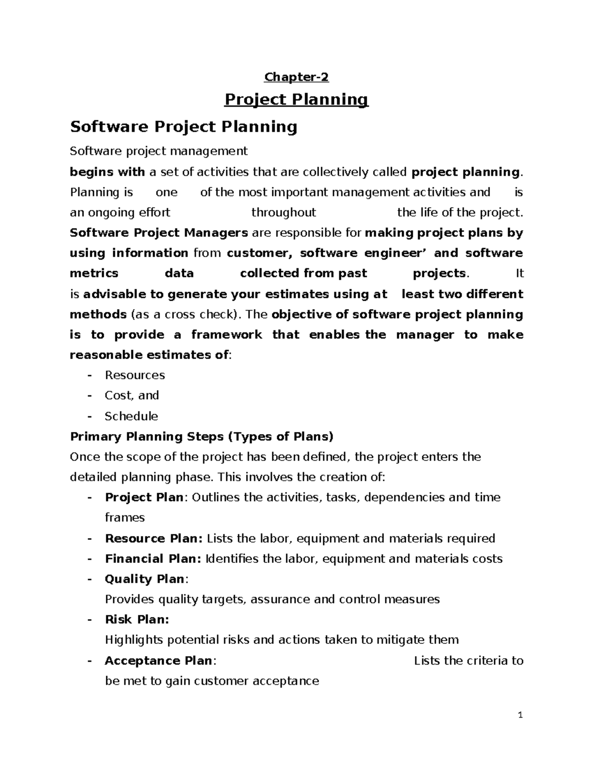 SPMChapter2 final SPM Chapter Project Planning Software Project