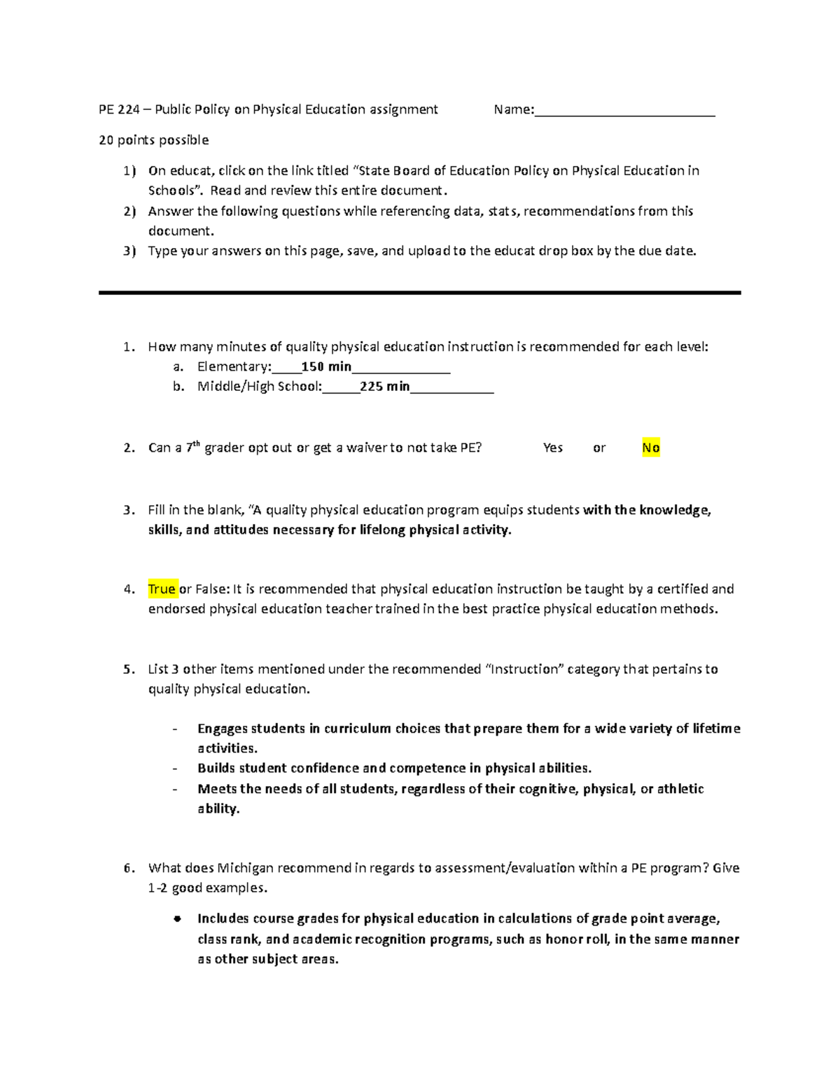 True SBE Public Policy assignment (1).docx - PE 224 – Public Policy on ...