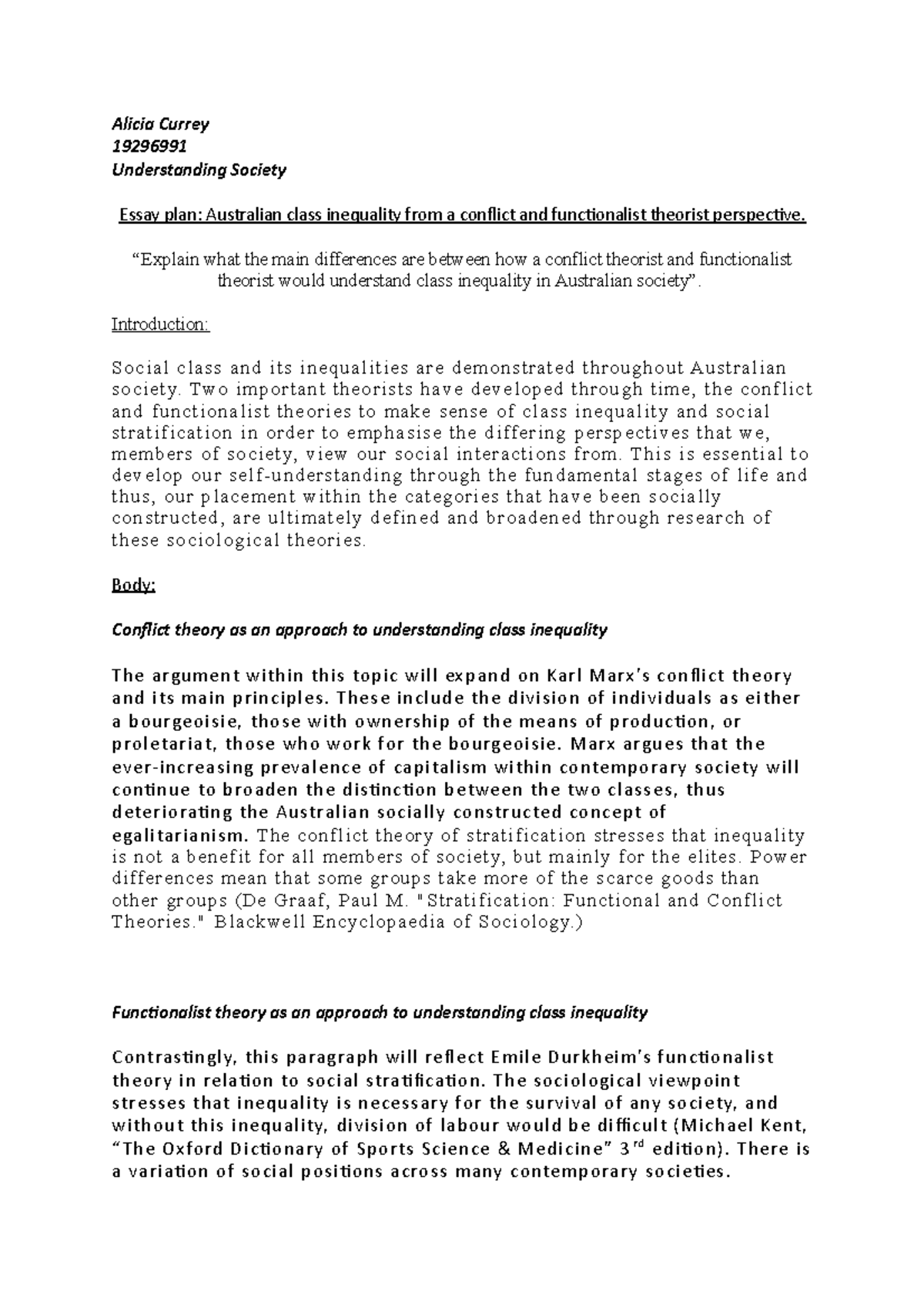 Essay Plan - XYZ - Alicia Currey 19296991 Understanding Society Essay ...