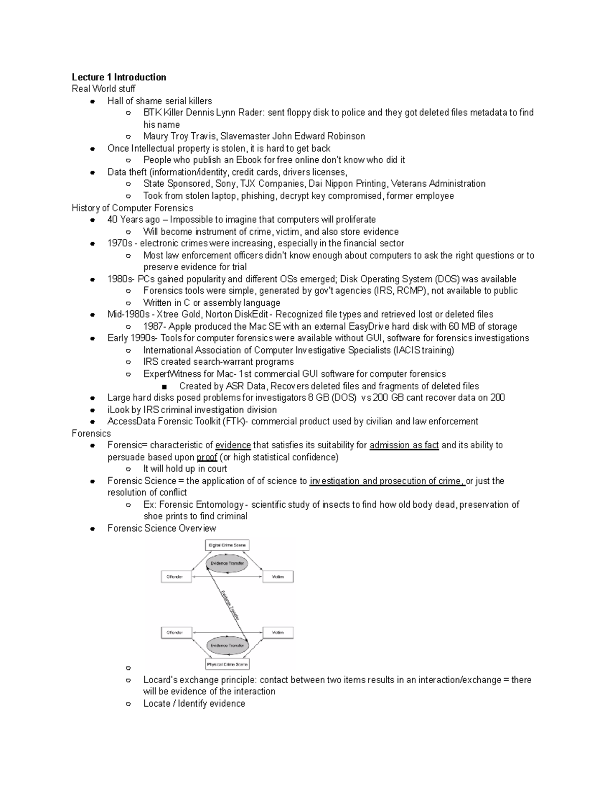 Digital Forensics Midterm Guide Lecture 1 Introduction Real World