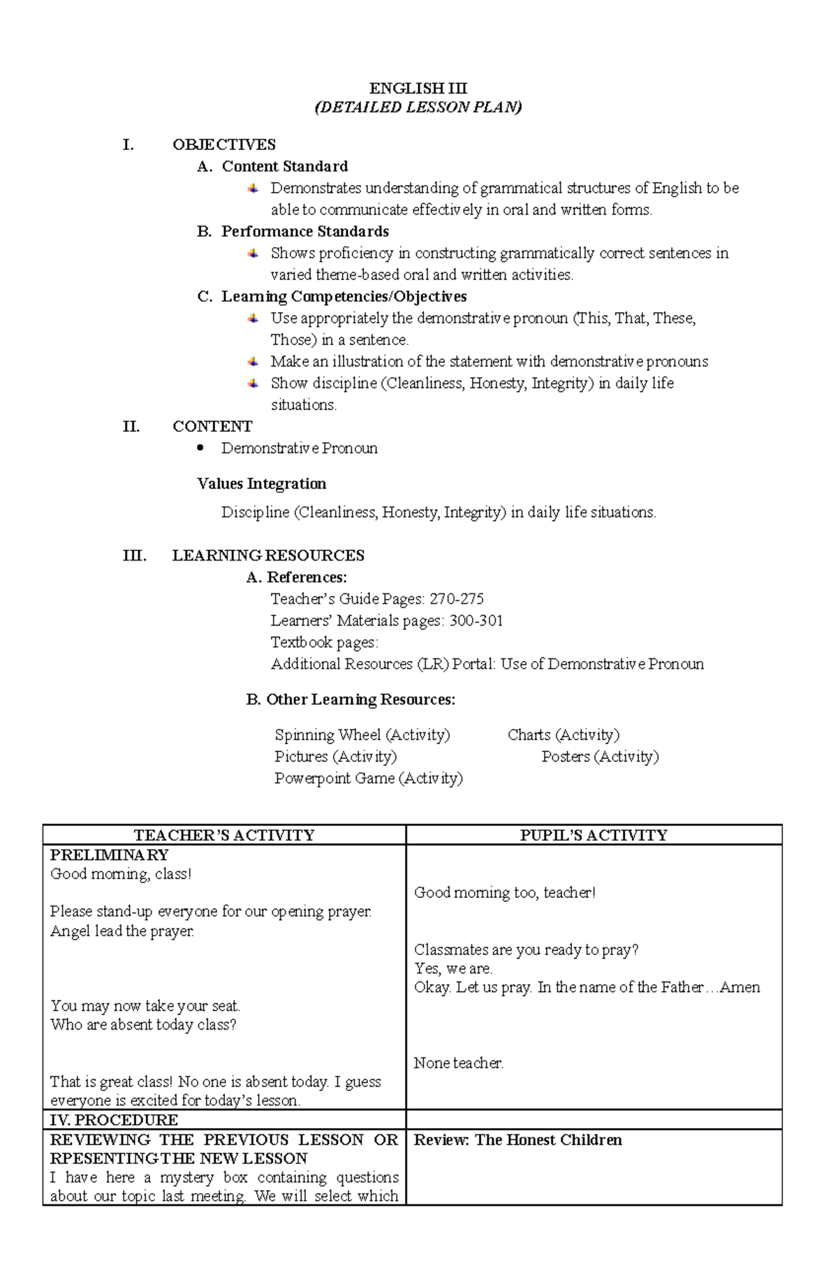 DLP in English 3 (Clarice) - ENGLISH III (DETAILED LESSON PLAN) I ...