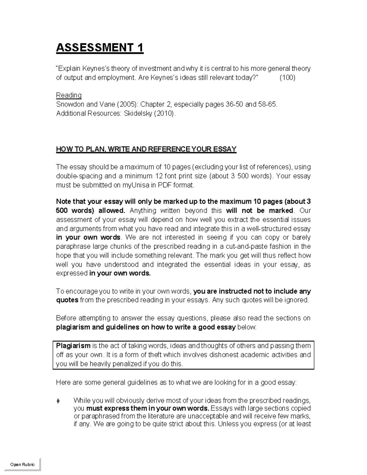 Assessment 1 - Advanced Macroeconomics ECS4861 Assignment 1 question ...