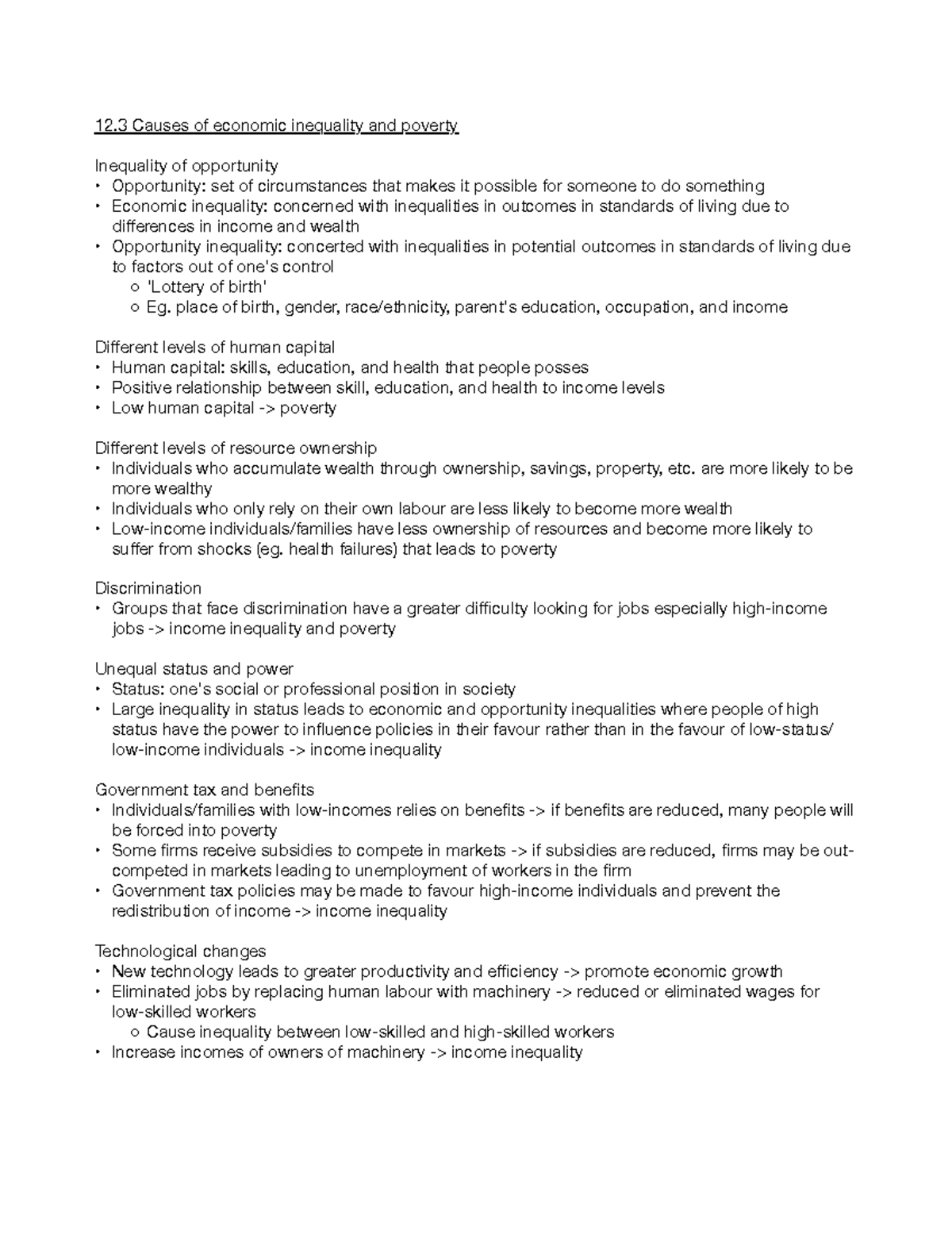 12.3 Causes of economic inequality and poverty - 12 Causes of economic ...