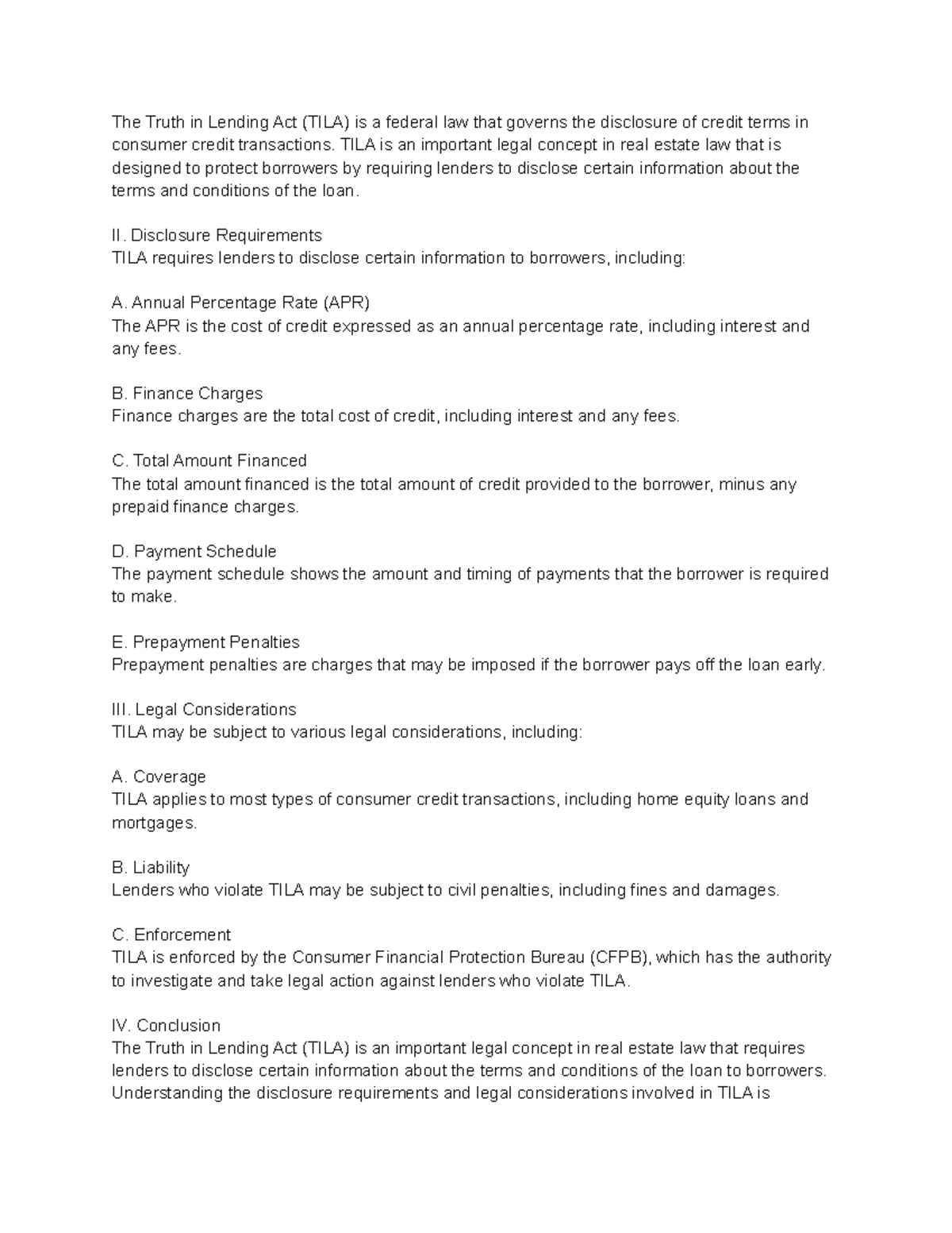 Truth in Lending Act - TILA is an important legal concept in real ...