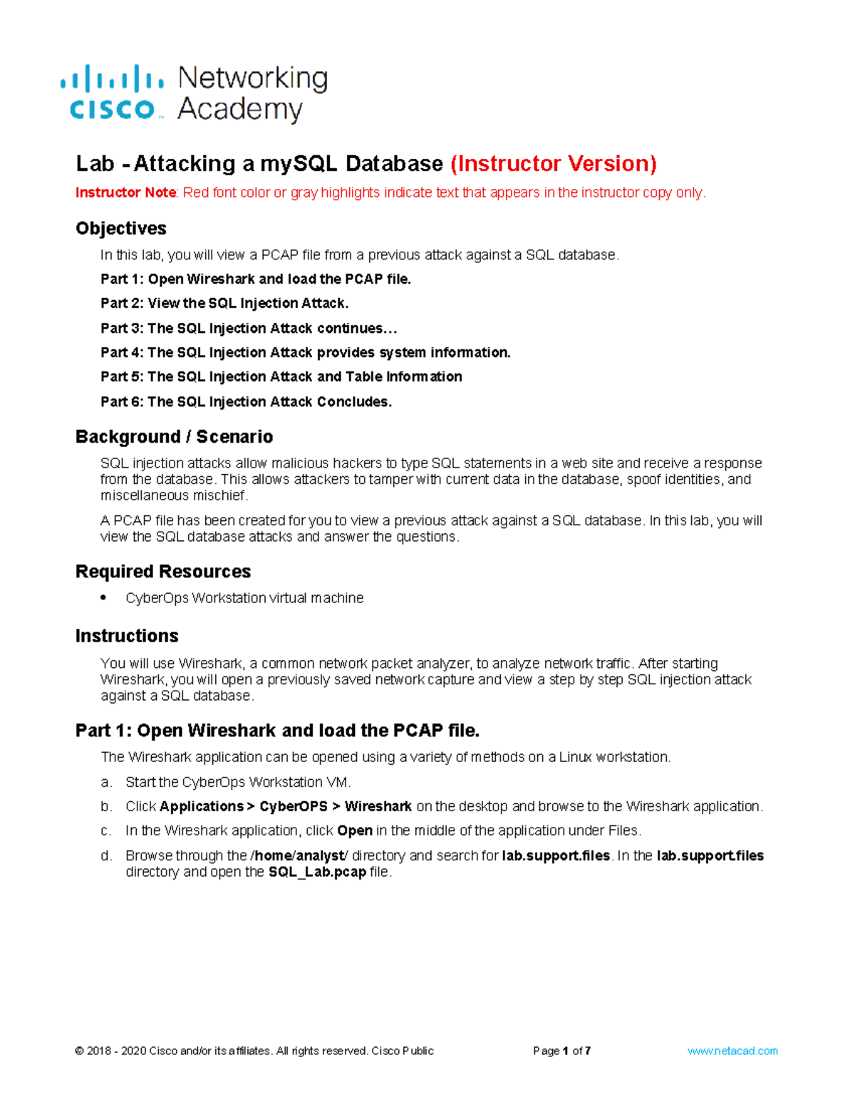 17.2.6 Lab - Attacking a my SQL Database - ILM - Lab - Attacking a ...