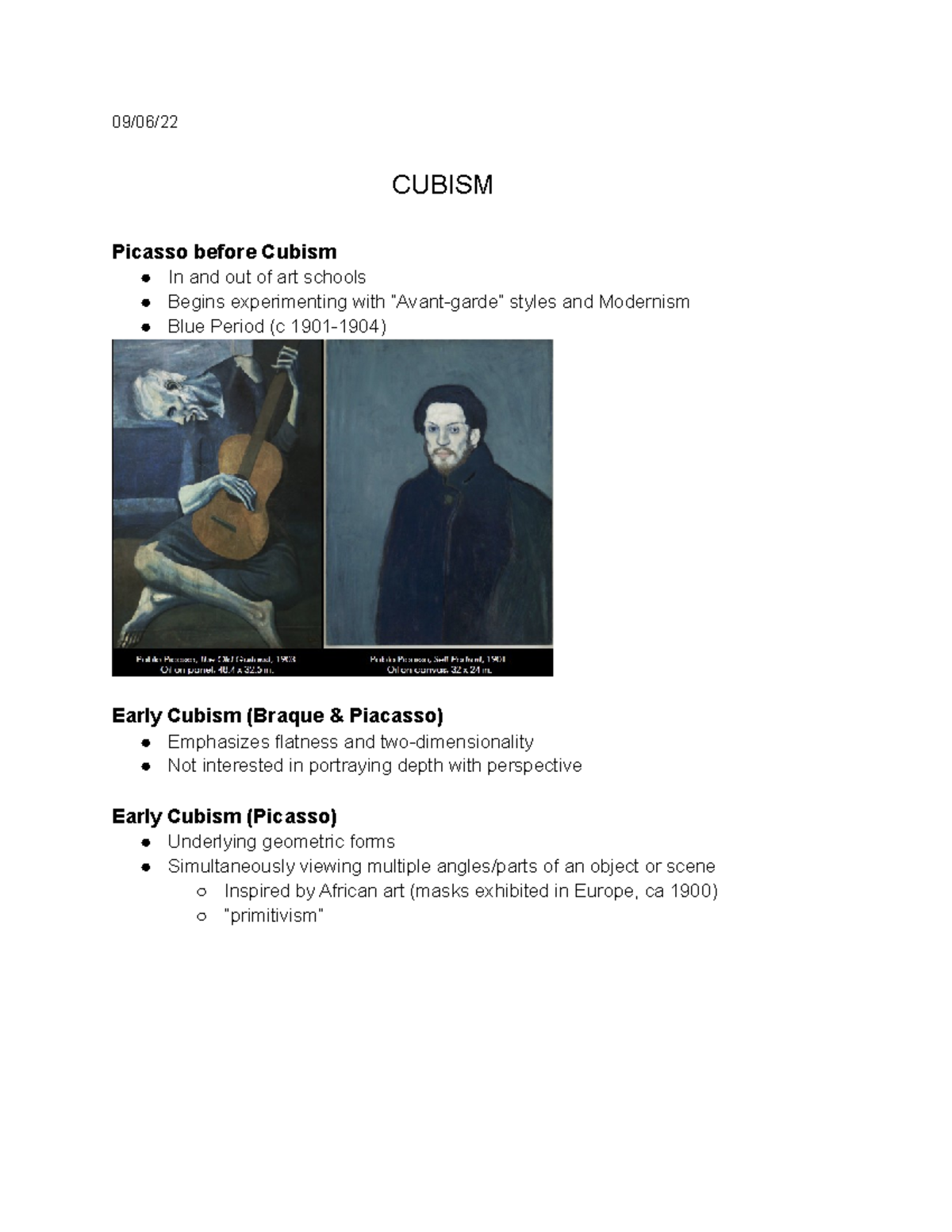 Cubism - Intro to art - 09/06/ CUBISM Picasso before Cubism In and out ...