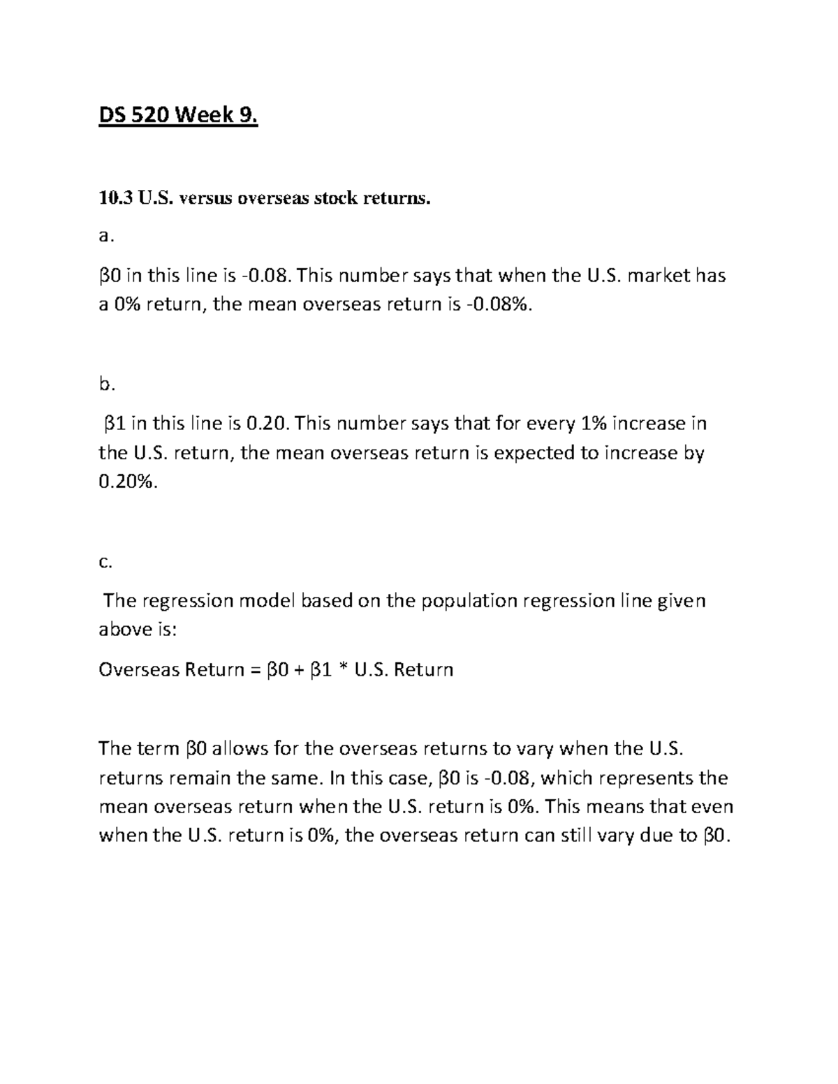 DS+520+Week+9 - info - DS 520 Week 9. 10 U. versus overseas stock ...