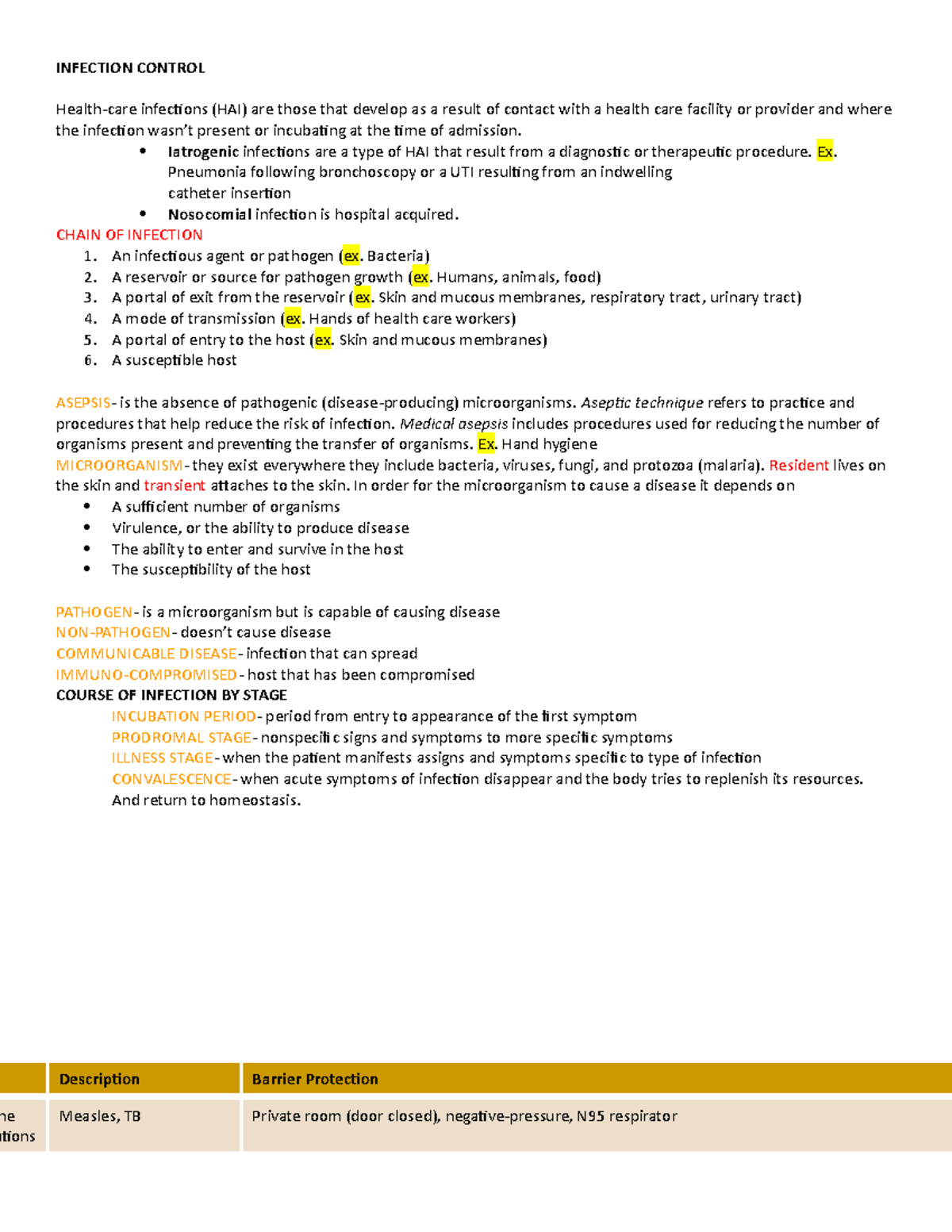 Notes - INFECTION CONTROL Health-care infections (HAI) are those that ...