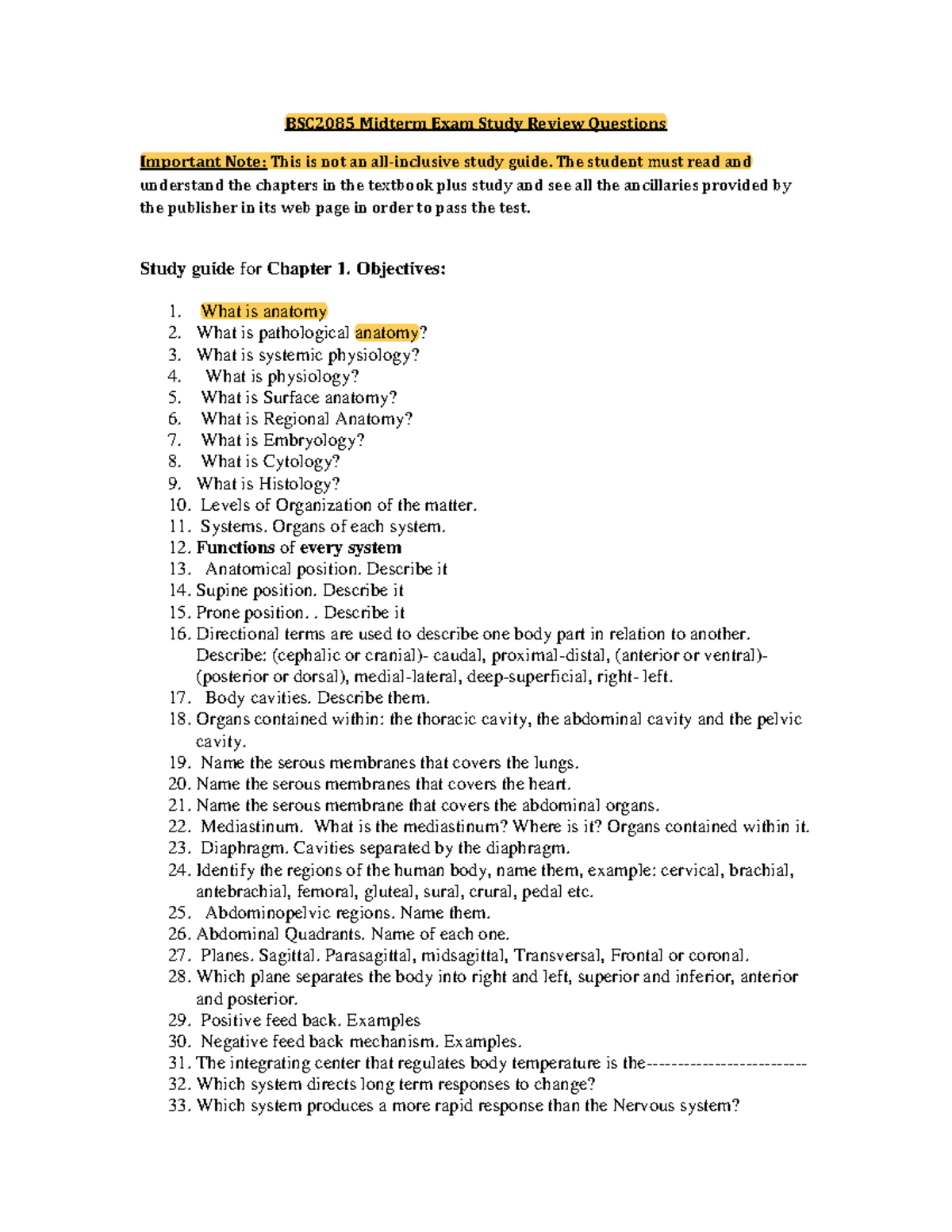 BSC2085 Lab Study Guide - BSC2085 Midterm Exam Study Review Questions ...