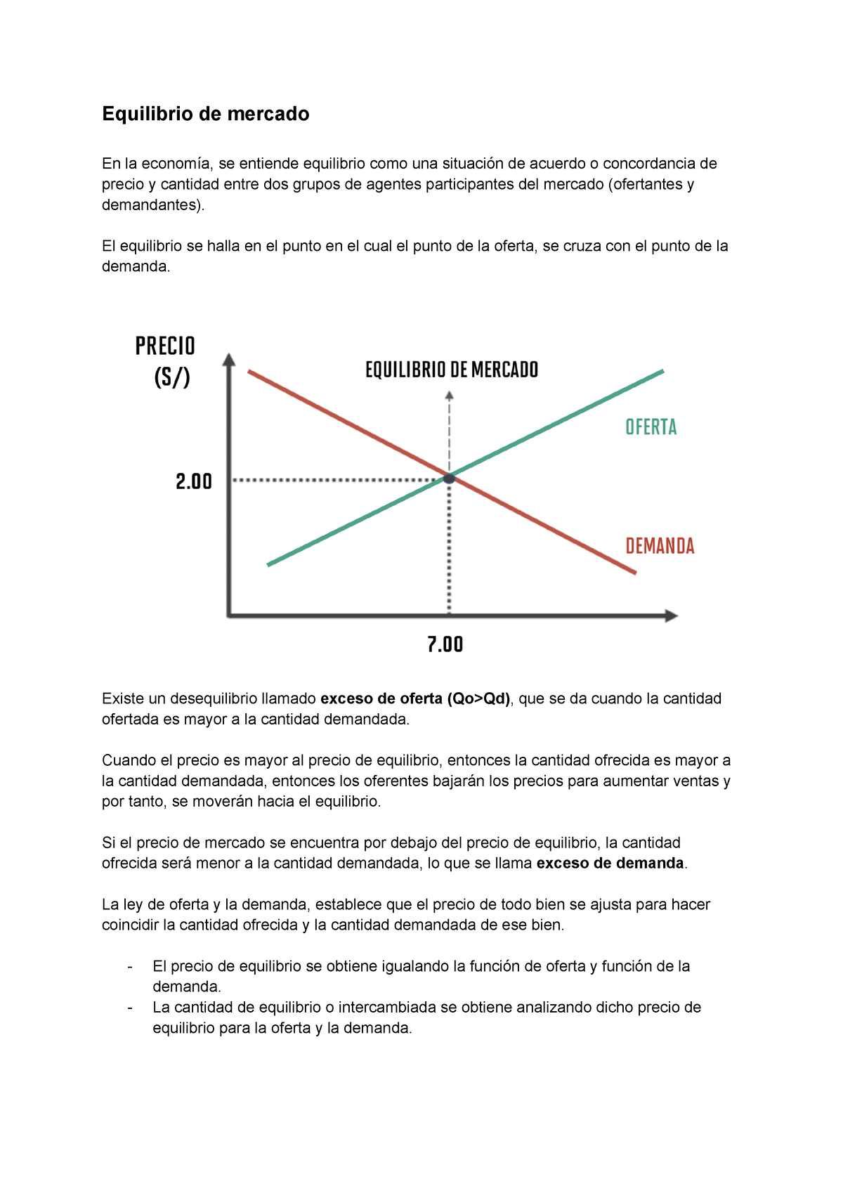 Equilibrio De Mercado - El Equilibrio Se Halla En El Punto En El Cual ...