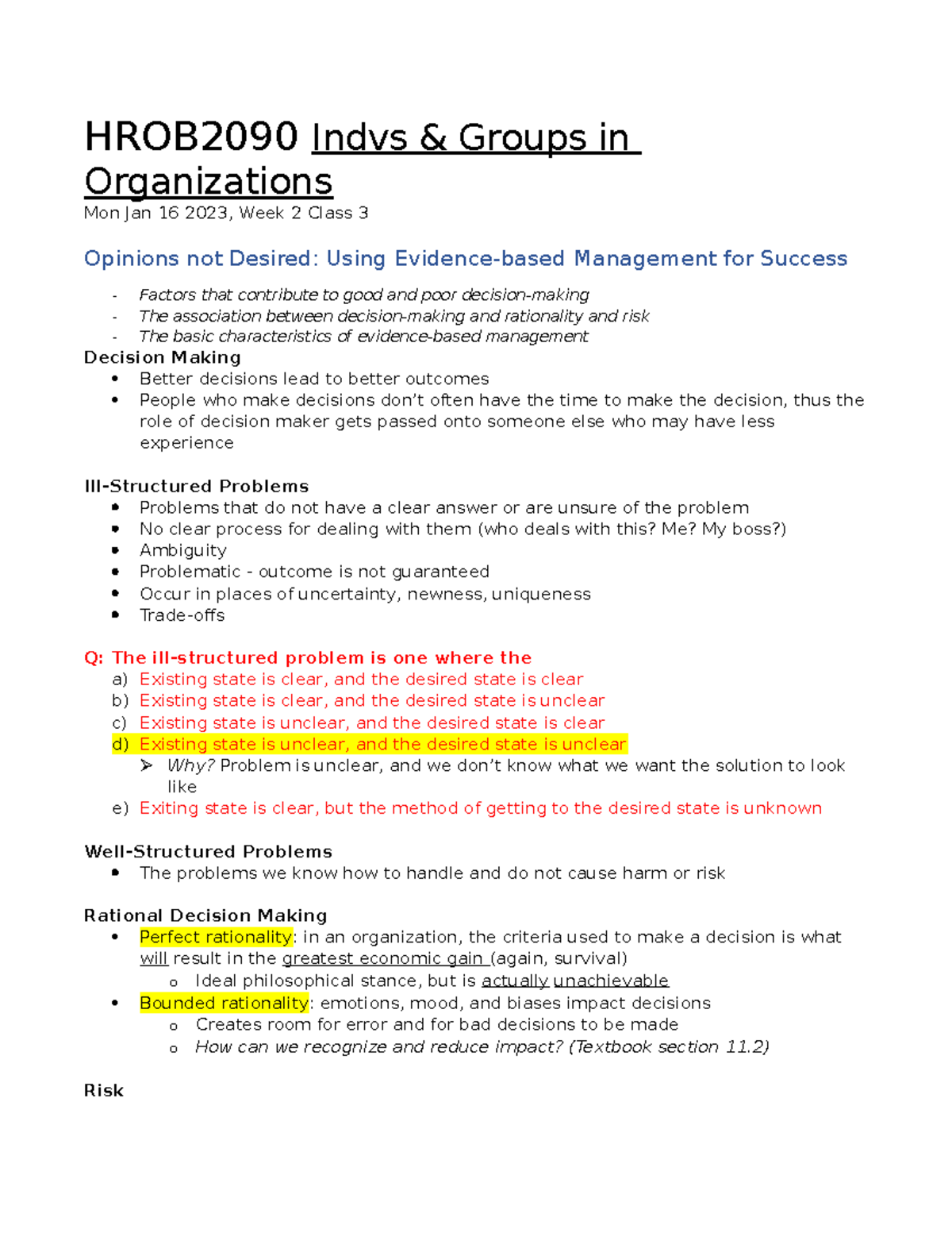 HROB2090 Lecture 3 Notes - HROB2090 Indvs & Groups In Organizations Mon ...