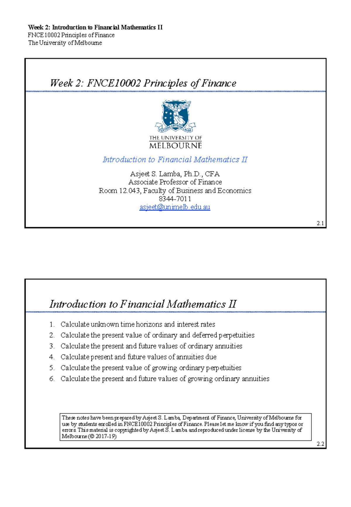 Lec02-Fin Math 2-2perpage - Week 2: Introduction to Financial ...