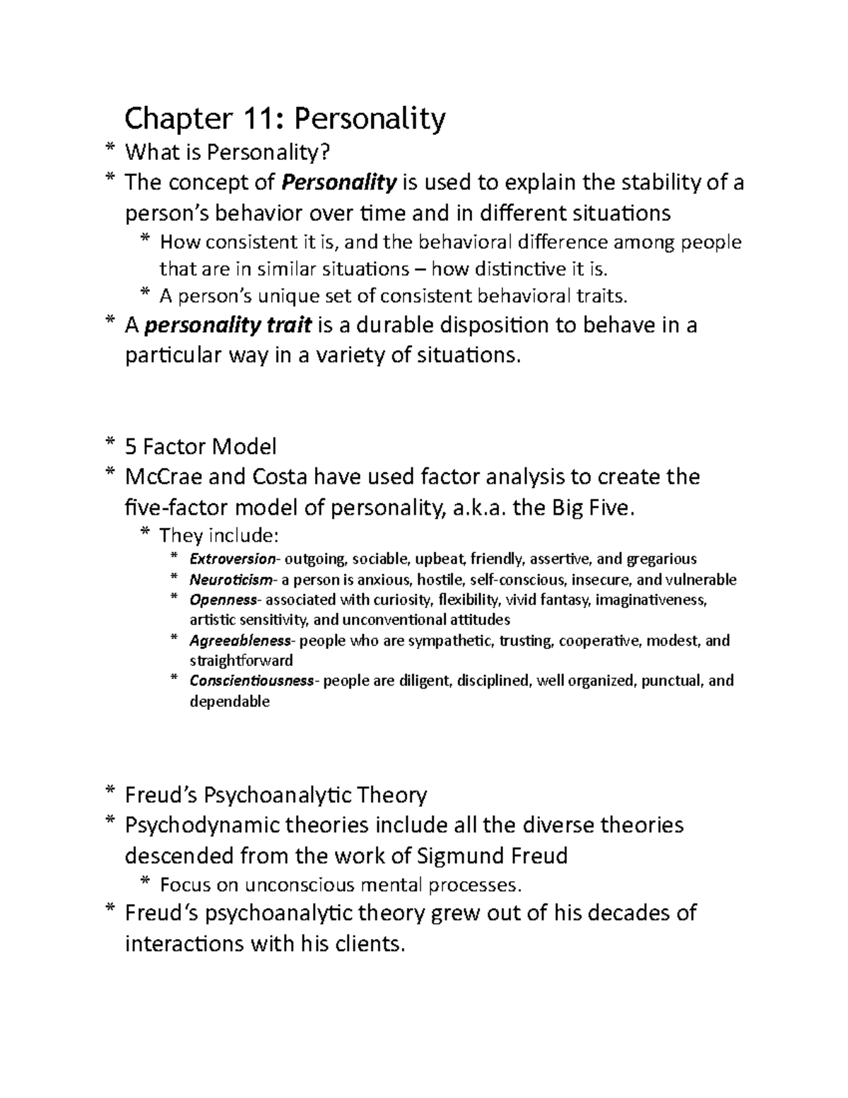 Chapter 11 - Introduction To Psychology Class Notes - Chapter 11 ...