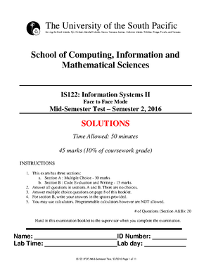 Solution for students paper IS122 S22016 Final.pdf - IS122: Information ...