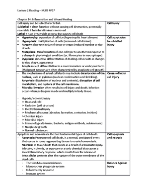 NURS 1001 - Nursing notes for final exam - NURS 1001 – Final Exam ...