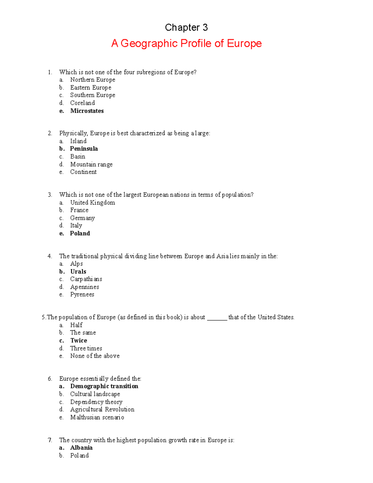 Ch03 A Geographic Profile of Europe - Chapter 3 A Geographic Profile of ...