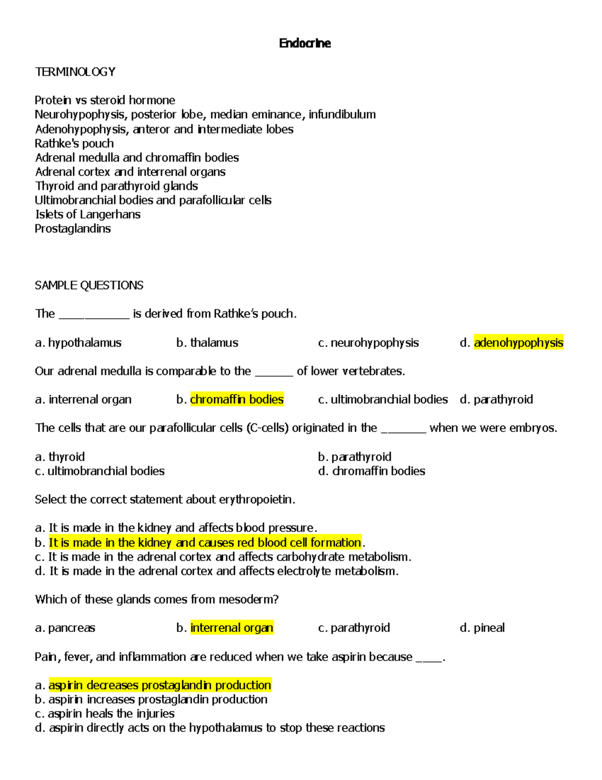 Endocrine - Exam 3 Questions And Answers - Endocrine TERMINOLOGY ...