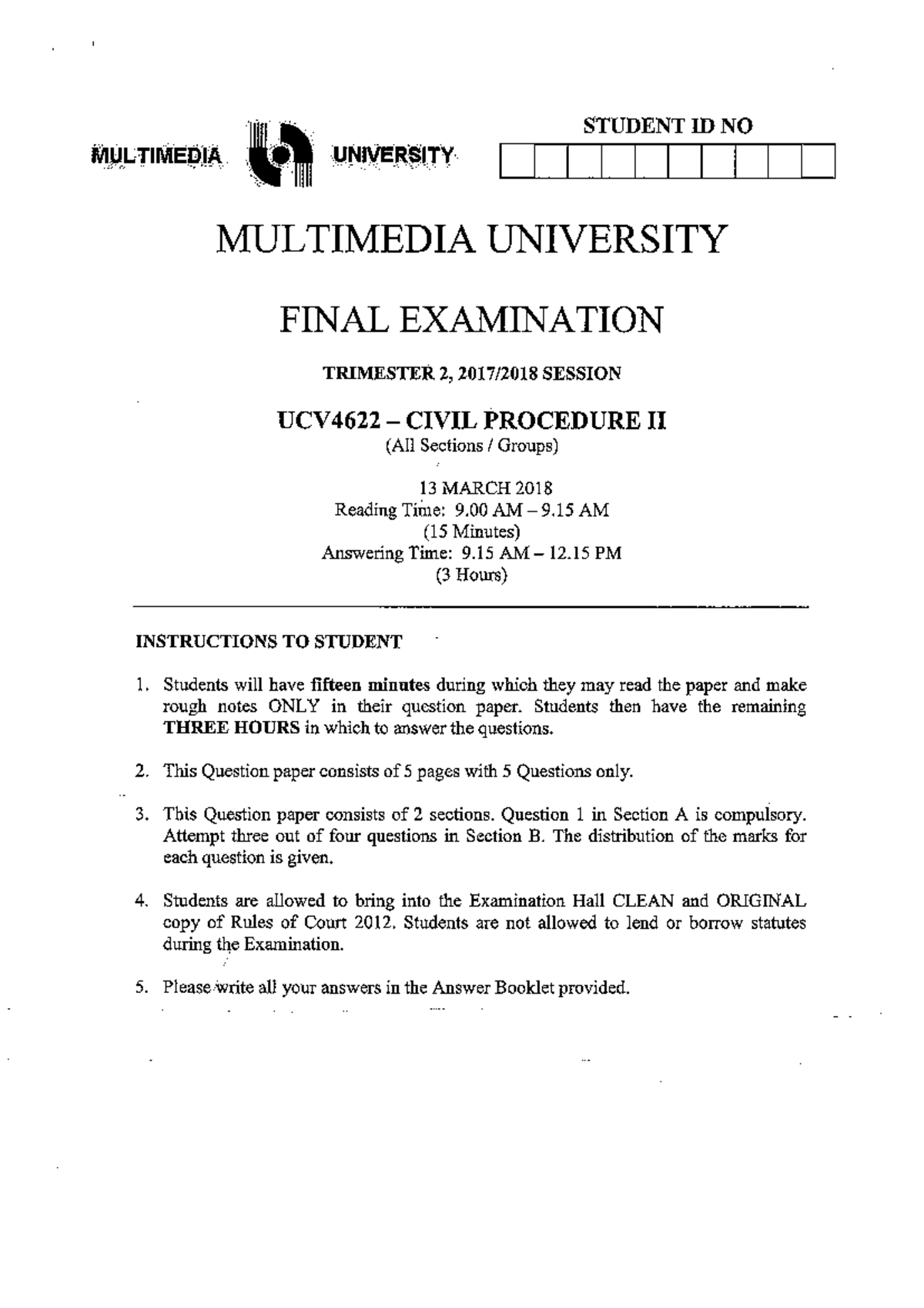 Exam Questions 2017/2018 - Civil Procedure II - Studocu