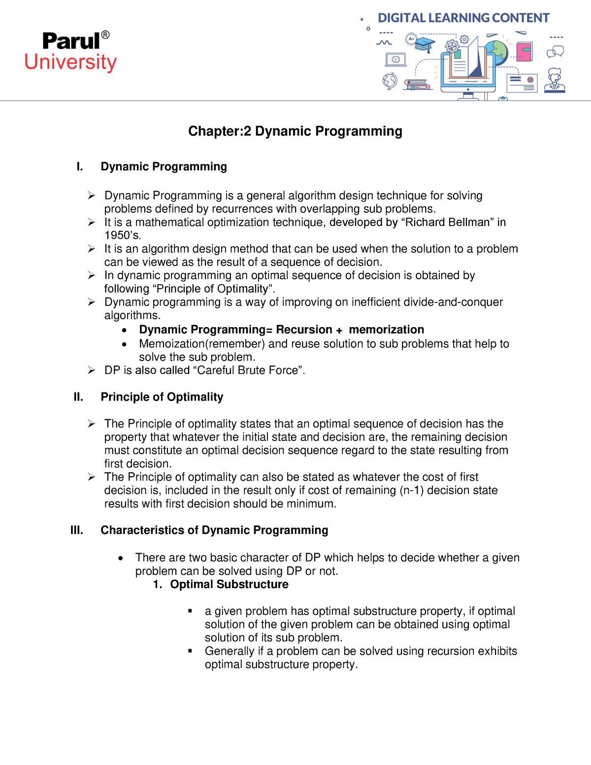 DAA - Ch. 2 (Lecture Notes) Updated - Chapter:2 Dynamic Programming I ...