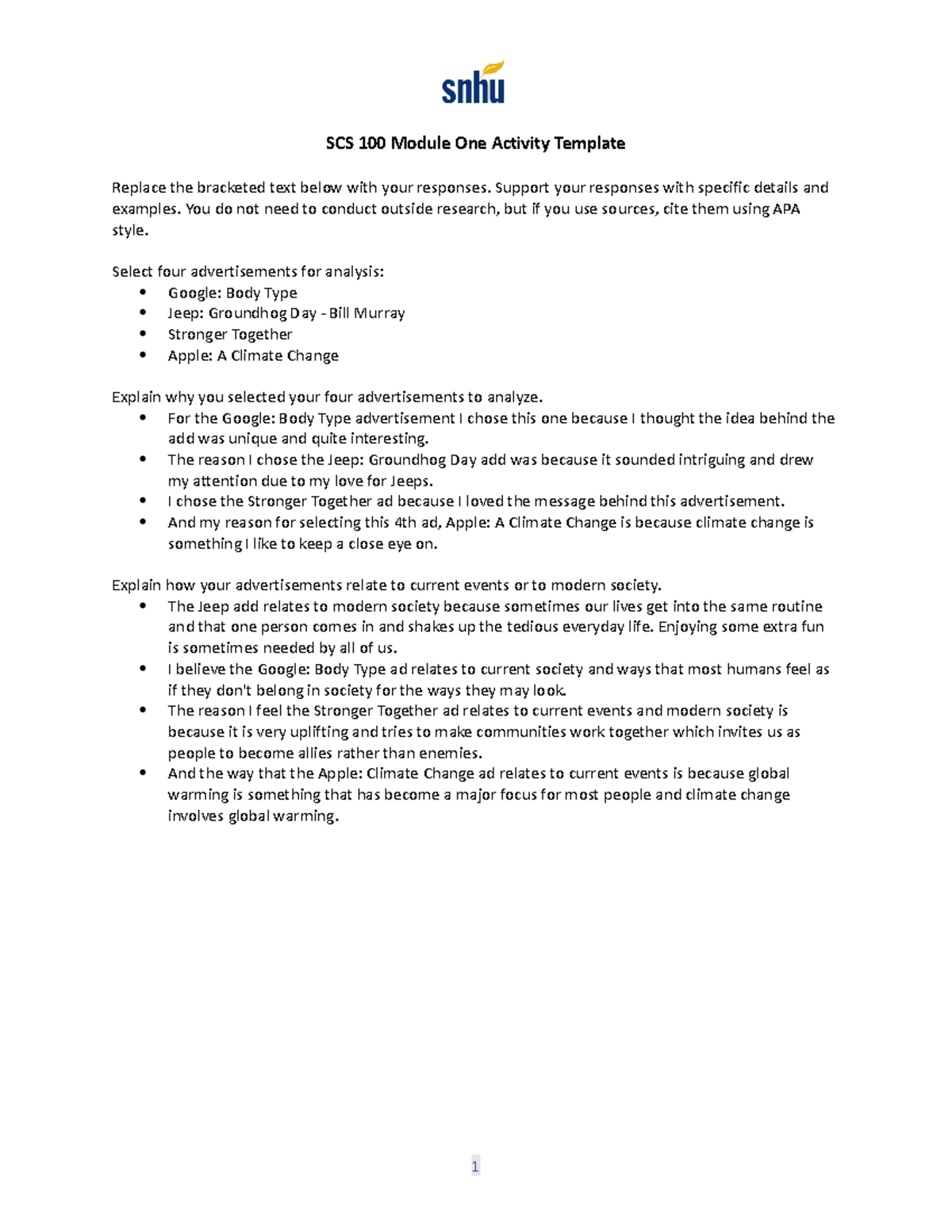 B.) Module 1 - Activity - N/a - SCS 100 Module One Activity Template ...