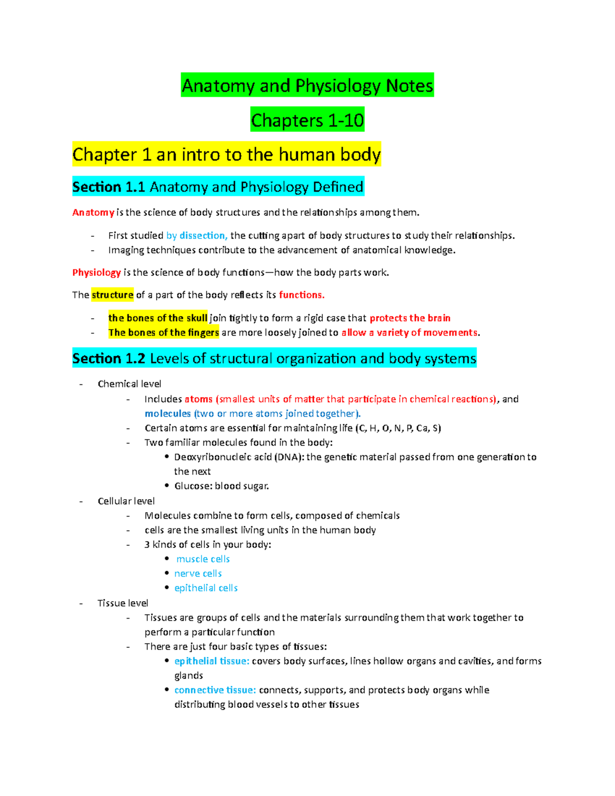 Anatomy and Physiology (1-10) Final Draft - Anatomy and Physiology ...