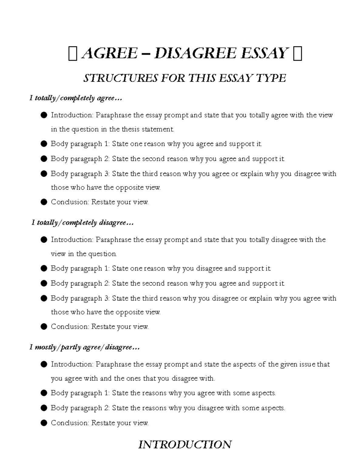 Agree Disagree Essay - Good luck!!! - 🐀 AGREE – DISAGREE ESSAY 🐀 ...