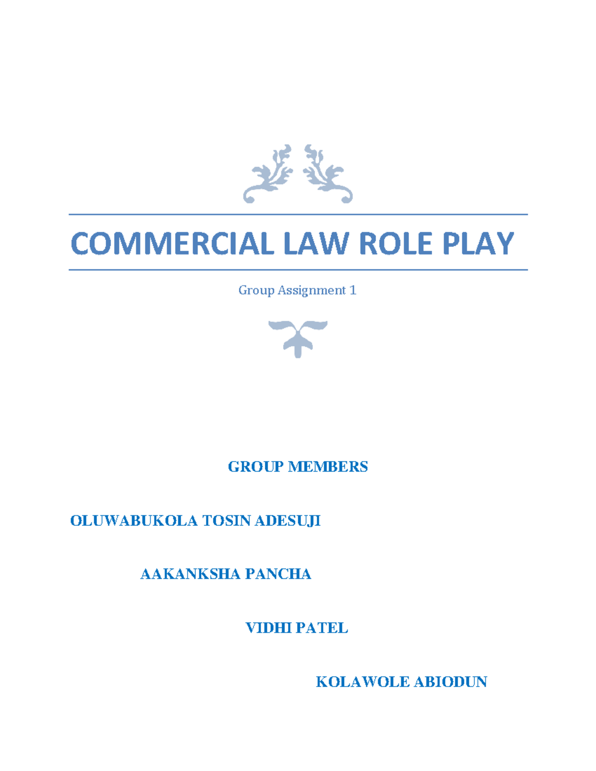 Group 4 Business Owner (Role Play) COMMERCIAL LAW ROLE PLAY Group